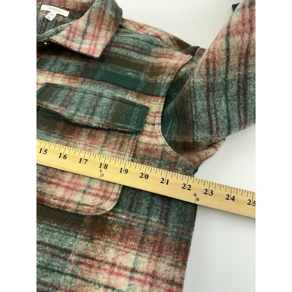 Maurices Green Plaid Longline Shacket Button Down Collared Rib Cuff Women Medium - Picture 10 of 13